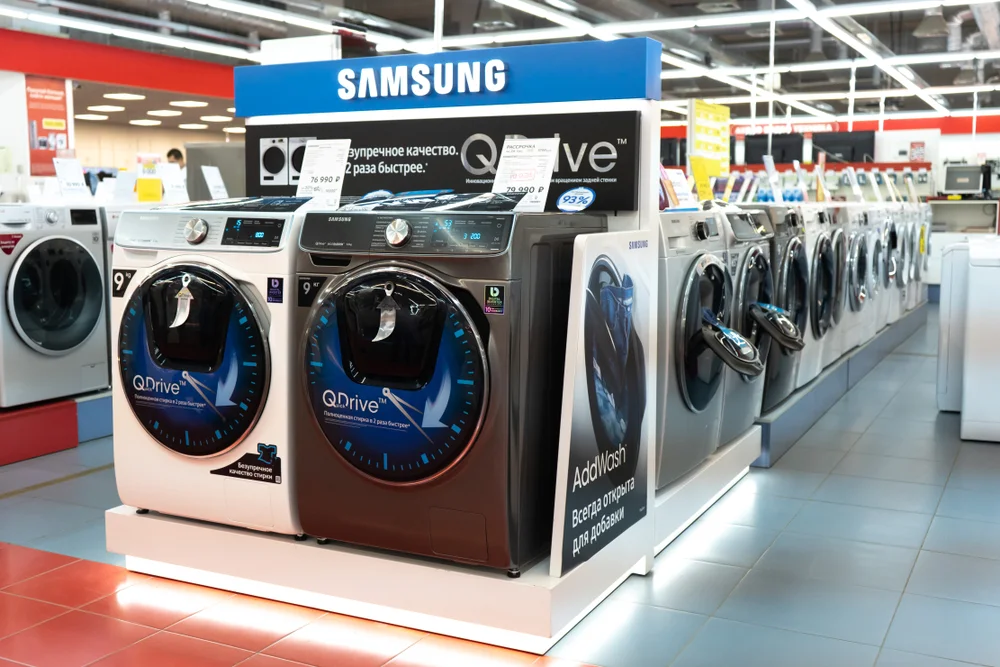 Samsung washer and dryer on display.