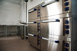 Silver commercial oven.