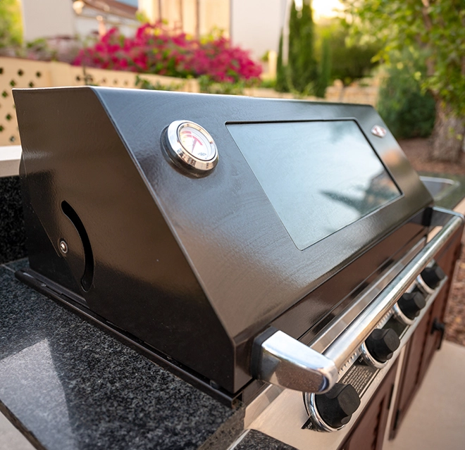 Dark outdoor grill.
