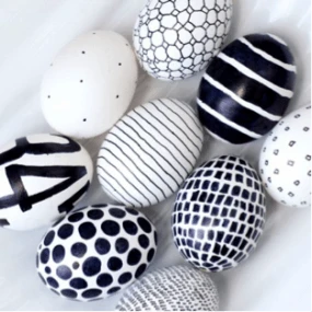 Black & White Decorated Easter Eggs