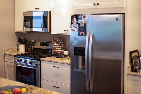 Kitchen with stainless steel appliances